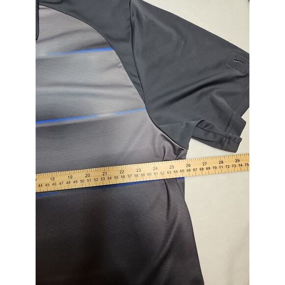PGA Tour 2XL Striped Men's Polo Shirt Short Sleeve Gray W/ Blue Stripe - Picture 5 of 7